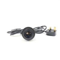 Steker UK + Sakelar On/Off 303 + Dudukan Lampu E27 Setengah Ulir + Alas Penutup Botol + Kabel Daya 1,8 Meter