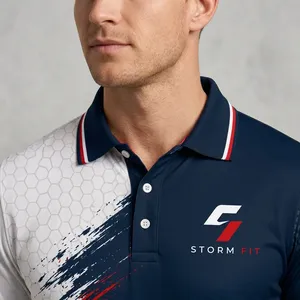 Polo sportif personnalisé pour homme, à séchage rapide, en polyester, manches courtes, impression par sublimation, logo sur le devant, coupe classique - Product Image 4