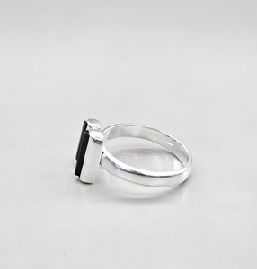 <b>Raw</b> Double Green Tourmaline Pencil Ring Sterling Silver Open Band Minimalist Crystal Anniversary Jewelry - Product Image 5