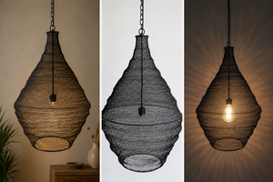 Lámpara Colgante Tejida a Mano en Forma de Lágrima, Lámpara Colgante Artesanal, Lámpara de Techo Tejida a Mano de Lujo - Product Image 2