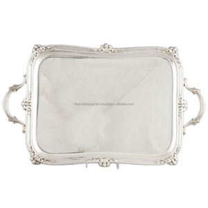 Bandeja Rectangular Plateada, Apta para Lavavajillas, Estilo Americano, con Asa, Tamaño y Forma Personalizados, Bandejas Decorativas, Gran Venta - Product Image 1