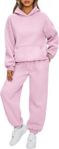 Womens Hoodie and Trouser <b>Set</b> Casual Two Piece Tracksuit Soft Cotton Fleece Jogger Suit Comfortable Winter Loungewear Outfit - Product Image 2