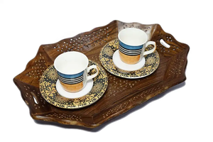 Handmade Wooden Serving Tray for Tea Coffee Snacks Decorative Platter for Home Kitchen <b>Table</b> Decor - Product Image 2