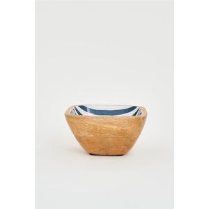 Handmade <b>Square</b> Mango Wood Serving Bowl with Enamel Inlay Finish | Decorative Salad Cereal Bowl for <b>Kitchen</b> & Home Decor <b>Table</b> - Product Image 1