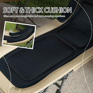 Deluxe Cream Folding Cot 400LBS Capacity Adjustable <b>Backrest</b> with Padded Cushion for Camping Lounger - Product Image 5