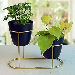 Support de Pot de Fleurs Métallique Nordique à 2 Niveaux Doré en Fil de Fer pour Table, Conteneur de Plantes d'Intérieur, Jardinière Décorative en Gros - Product Image 1