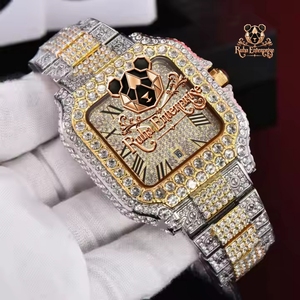<b>Mens</b> Designer Moissanite Diamond Stainless Steel <b>Wristwatch</b> with Brilliant Crystal Dial Integrated Metal Bracelet - Product Image 4