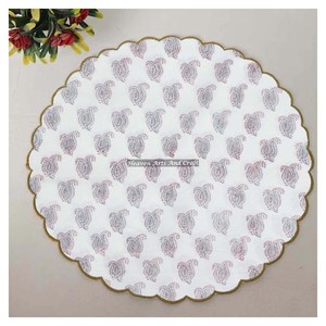 Serviette de table ronde moderne imprimée à la main 100% coton Design unique pour avion, hôtels et usage domestique EN002 - Product Image 1