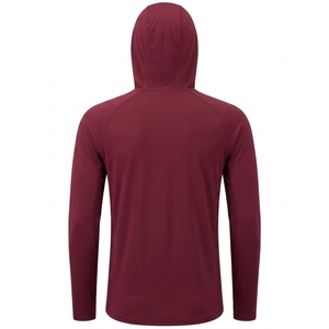 Custom Men's <b>Maroon</b> Long Sleeve Hooded Fishing Shirt UPF 50 Quick Dry Spandex/Polyester 220g Breathable Pullover <b>Top</b> - Product Image 2