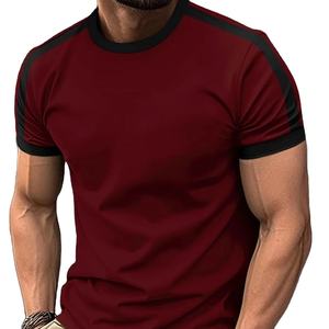 T-shirt à manches courtes col rond pour homme, 100% polyester, motif géométrique, respirant, coupe classique, jersey tricoté décontracté, bleu - Product Image 3