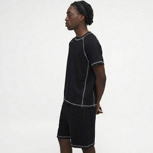 Ensemble de shorts et t-shirt en coton surdimensionné pour homme, taille plus, été, deux pièces - Product Image 3