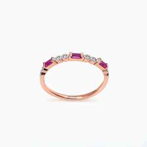 Luxury Pink Baguette Gemstone Half <b>Eternity</b> Band <b>Ring</b> for Women Diamond Accent 10K 14K 18K Gold & 925 <b>Silver</b> 935 <b>Silver</b> - Product Image 4