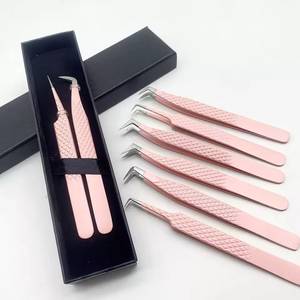 Ensemble de pinces à cils de précision rose Morje Surgical, en acier inoxydable, pointe lisse 10 mm, prise en main parfaite pour l'application d'extensions de cils - Product Image 5