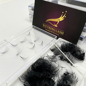 ผู้ผลิตต่อขนตาเวียดนาม OEM 10D 0.07 C Curl 15 มม. พัดขนตาสำเร็จรูป ก้านยาว ใยไฟเบอร์เกาหลี ขนตาแบบแยกเส้น 1000 ชิ้น - Product Image 5