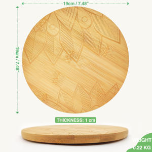 Tabla de cortar redonda de madera grabada |   Tabla de Cortar Decorativa de Bambú para Cortar Vegetales, Preparar Alimentos y Servir en la Cocina - Product Image 2
