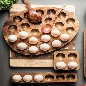 Large Capacity Wooden <b>Egg</b> Tray for Storing Farm Fresh <b>Eggs</b> Compact Wooden <b>Egg</b> Holder Tray for Small Kitchen Spaces at low cost - Product Image 1