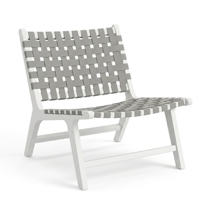 Silla Moderna de Madera de Caoba Blanca con Tapicería Gris para el Hogar, Sala de Estar y Dormitorio - Product Image 1