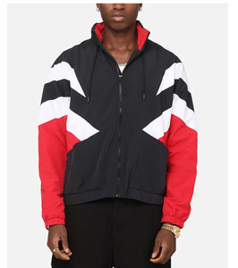 Veste coupe-vent vintage pour homme, surdimensionnée, à blocs de couleur, patchwork, vêtements de sport légers, veste coupe-vent en nylon - Product Image 1