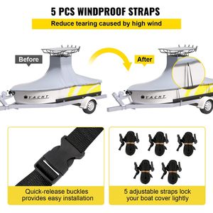 T-Top resistente 600D Marine Oxford Hard Top copri barca resistente UV impermeabile 2 pali di supporto 5 cinghie anti-vento barche - Product Image 6