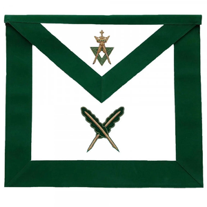 Wholesale <b>White</b> Freemason <b>Apron</b> with Gold Trim Embroidered Lodge Symbols Adjustable Belt and Custom Manufacturing Options - Product Image 1