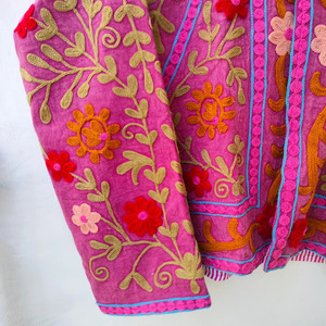 Handmade Women's Vintage Suzani Embroidery Woven Velvet Breathable Eco-Friendly <b>Mandarin</b> <b>Collar</b> Boho Winter Wear <b>Jacket</b> - Product Image 4
