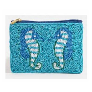 Monedero Pequeño con Cuentas de Caballitos de Mar Azules, Bolsa Bordada a Mano, Ecológica, Duradera, Monedero Pequeño para Guardar Monedas, Tarjetero, Estuche para Maquillaje, Regalo - Product Image 1