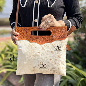 Sac à main en cuir de vachette occidental, fourrure et cuir travaillé à la main, collection élégante, sac bandoulière, sacs bohèmes sculptés, sacs très vendus pour femmes - Product Image 1