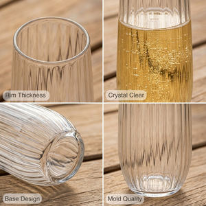 [Holar] Copas de Champán de Plástico de 8oz, Diseño Moderno Acanalado, Irrompibles, Hechas en Taiwán, para Fiestas al Aire Libre y Junto a la Piscina - Product Image 4