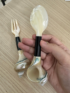 ช้อนชาทำมือจากเปลือกหอยมุกพร้อมด้ามจับยาวจากเปลือกหอยธรรมชาติ |   ชุดช้อนส้อมหรูหรา ทนทาน เป็นมิตรกับสิ่งแวดล้อม |   โลโก้แบบกำหนดเอง - Product Image 4