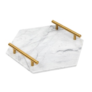 Plateau en marbre moderne et élégant avec poignées métalliques design pour la décoration intérieure et les réceptions raffinées - Product Image 6