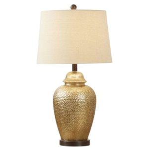 Lámpara de mesa moderna de metal martillado con mosaico de bronce y acabado café, con pantalla marrón, para decoración moderna del hogar y hoteles. - Product Image 6