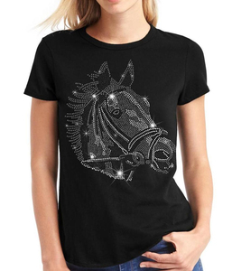 <b>Women's</b> <b>Black</b> Knitted T-<b>Shirt</b> With Gold Rhinestone Decoration 2026 Sexy Club Style <b>Women</b> Rhinestone T <b>shirts</b> - Product Image 1
