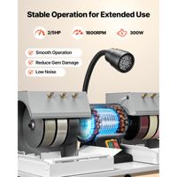 Machine à polir les pierres de 6 pouces 220V, 2/5 CV, 1800 tr/min, avec meules diamantées en résine, lampe LED et siphon d'eau
