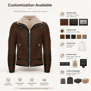 Blouson Bomber Décontracté Homme Hiver Haute Qualité en Cuir Véritable Peau de Mouton Lavé avec Fermeture Éclair – Service OEM – Vente Flash - Product Image 4