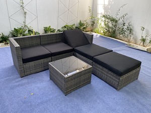 Conjunto de sofá de ratán SF00036, muebles de exterior cómodos, estructura de acero, vidrio templado, cojín de poliéster, directo de fábrica en Vietnam. - Product Image 5