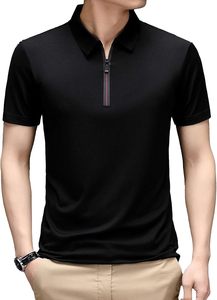 Polo professionnel zippé pour homme, coupe classique, en polyester, impression personnalisée, manches courtes, séchage rapide, couleur unie, idéal pour l'été - Product Image 4