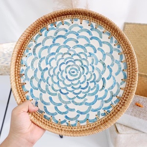 ถาดหวายทำมือ ตะกร้าหวายสานลายฝังมุก - Product Image 3