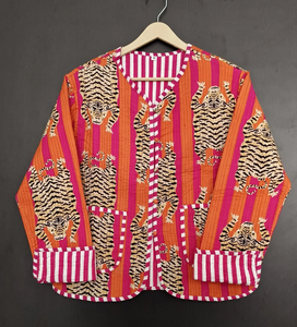 Nouvelle Veste Écologique Matelassée en Coton Tricoté Imprimé Floqué 2026, Style Bohème Ethnique, Motif Léopard Respirant, Cadeau Idéal pour Femme - Product Image 2