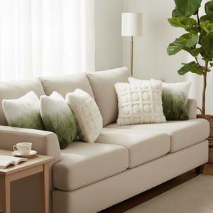 SOGA 6pc 45cm Luxury Decorative Pillows <b>Cream</b> Pom-Pom Grid Ombre Faux Fur for <b>Sofa</b> Bed 4 <b>Cream</b> Pom-Pom Grid 2 Ombre Faux Pillow - Product Image 2