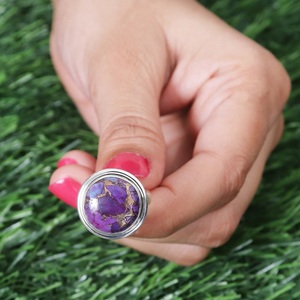 Natural Purple Copper Turquoise 925 Sterling Silver Handmade Designer <b>Ring</b> Elegant Gemstone Statement Jewelry <b>Boho</b> <b>Ring</b> - Product Image 5
