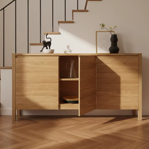 Cómoda Minimalista Sienna Convertible de Madera de Teca Sólida, Diseño Independiente para Dormitorio de Apartamento - Product Image 4