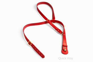 Ceinture rouge en cuir métallisé à sangles croisées, style uniforme – Ceinture d'épaule formelle brillante faite à la main - Product Image 6