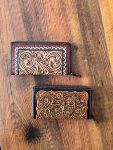 100% Genuine <b>Leather</b> Hand Tooled Wallet & Wristlet Western Wallet Premium Quality Credit Card <b>Phone</b> Wallet Cowhide Women Clutch - Product Image 4