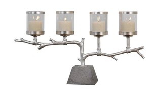Élégant porte-bougie en aluminium moulé, chandelier vintage en métal, centre de table décoratif pour table à manger - Product Image 6