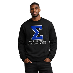 Sweat-shirt en chenille Phi Beta Sigma Big Sigma noir pour homme, tissu de qualité supérieure, coupe confortable, vêtements de fraternité grecque, tenue décontractée - Product Image 1