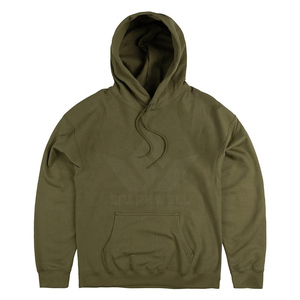 Sweat-shirt à capuche blanc pour homme SPARKWELL, en coton tricoté, coupe classique, streetwear décontracté avec poche avant - Product Image 3
