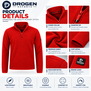 Sudadera polar personalizada para hombre, color magenta rosa, con cremallera de un cuarto, cuello alto, cálida para invierno, OEM, unisex, al por mayor, para deportes al aire libre - Product Image 2