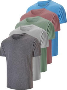 T-shirt à col roulé bleu pour homme, manches courtes, coupe classique, séchage rapide, respirant, décontracté, en toile tricotée, polyester - Product Image 5