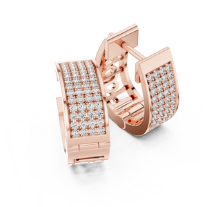 Pendientes de Aro Anchos con Diamantes Cultivados en Laboratorio, Aros Rectangulares con Diamantes Pavé, Joyería de Diamantes de Lujo para Mujer - Product Image 6