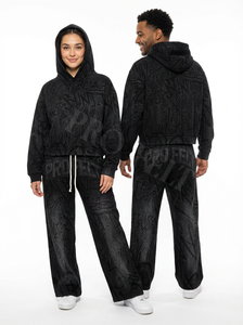 ชุดเซ็ตฮู้ดดี้และกางเกงสตรีทแวร์สำหรับฤดูหนาว ระบายอากาศได้ดี ผลิตจากผ้าฝ้ายฟลีซ 100%  ชุดลำลองสุดเท่ห์ พิมพ์ลายกราฟิก  ใส่สบาย ทรงโอเวอร์ไซส์  สำหรับทั้งชายและหญิง - Product Image 4